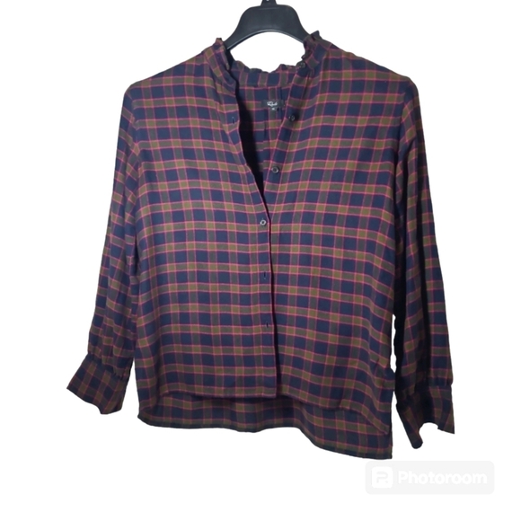 Rails Andie Plaid Button Down Shirt Size Extra Small in Navy Olive Fus… - Picture 14 of 16